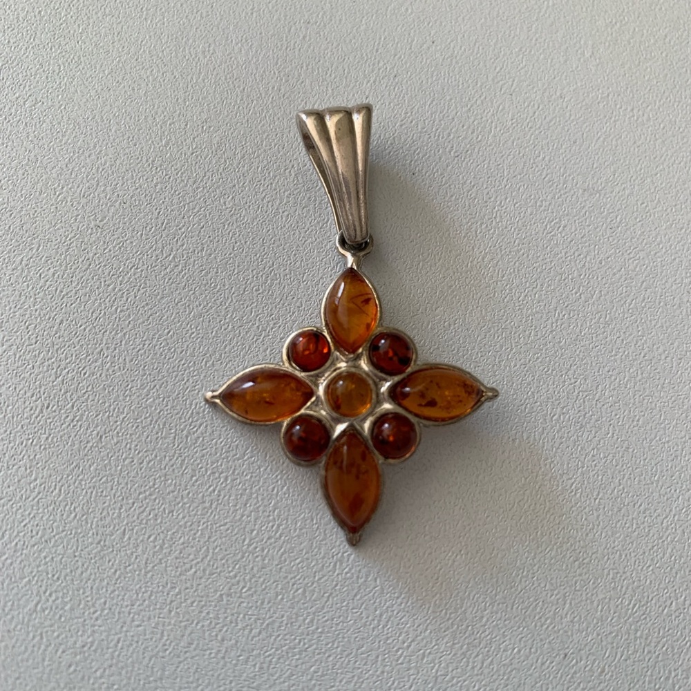 Baltic Amber and Sterling Silver Pendant